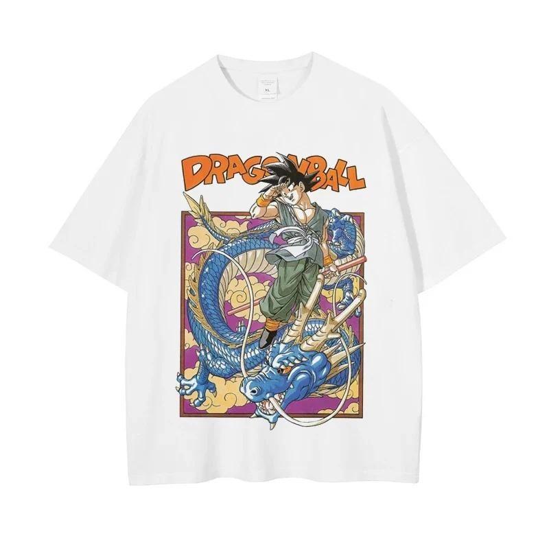 

Dragon Ball Son Goku Чоловіки Жінки Літня Футболка З принтом Харадзюку Ретро З коротким рукавом Оверсайз Вільний Повсякденний Зручний Y2k Топ 4XL