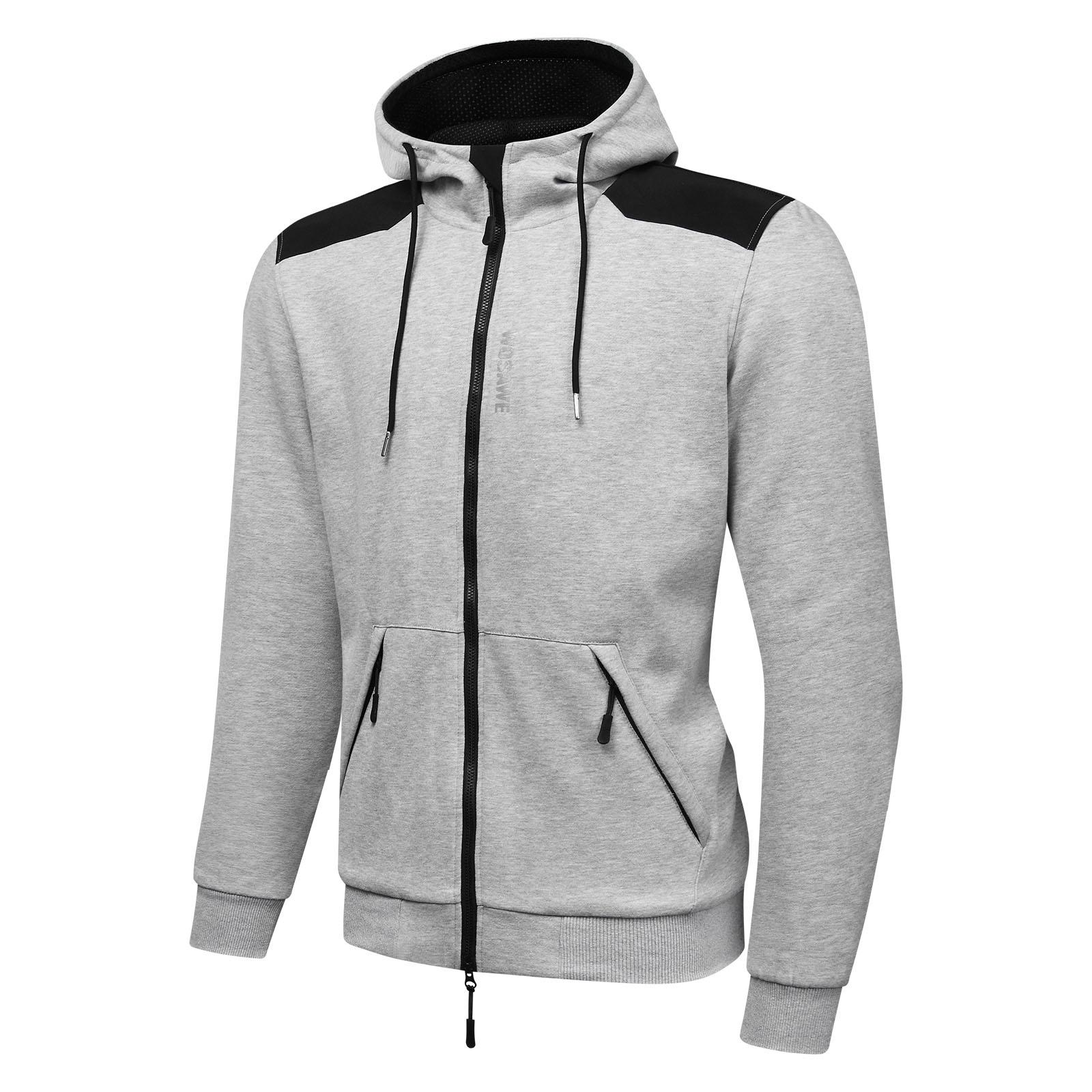 

WOSAWE Winter Hiking Mountain Biking Road Cycling Hoodie Jacket Reflective Fleece-Lined Warm Hooded Sweatshirt Jacket 3XL серый