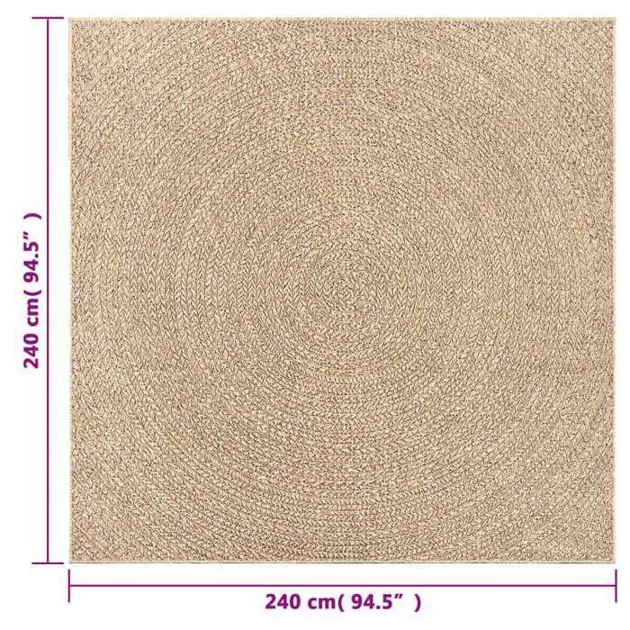VidaXL Tapis ZIZUR 240x240 cm aspect de jute intérieur et extérieur, tapis d'extérieur, tapis de sol, tapis d'intérieur, 4006164