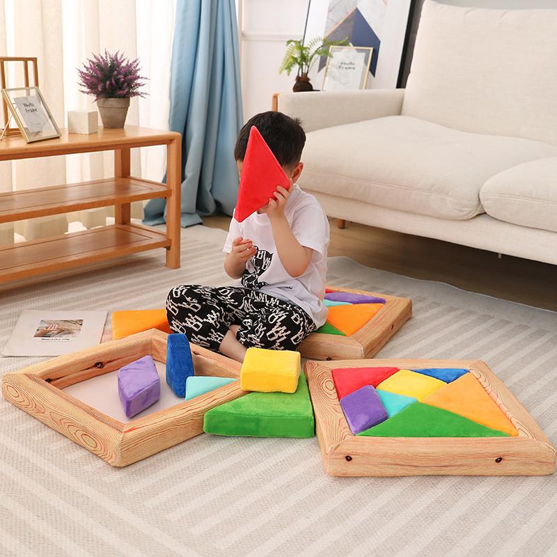Cushion Tangram Creative Children Game Splicing Plush Toy For Early Learning