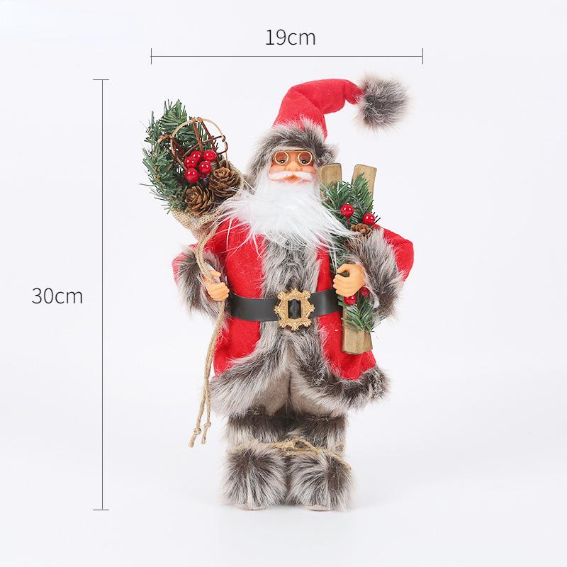 Christmas Decorations pink Santa Claus Dolls Standing Christmas Figurine Holiday Decoration Ornaments Layout Window Decoration