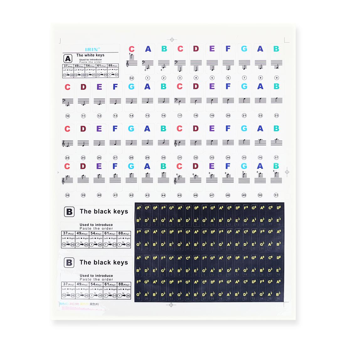 

Piano Key Sticker Universal for Electronic Pianos/Keyboards, High-Transparent Plastic, Multi- Color & Clear Notes for Beginners