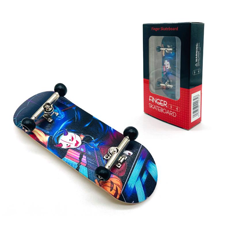 Maple Finger Skateboard with Bearings and Wheels - Mini Double Rocker Board for Kids' Creative Play