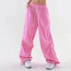 Damen Sporthose Elastische Taille Verstellbarer Kordelzug Lange Hose Einfarbig Weites Bein Freizeit Reise Cargohose