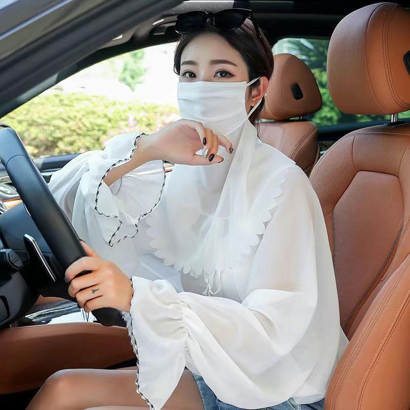 Sunscreen Shawl Veil Set Chiffon Breathable Shawl Summer Sunscreen Clothing Uv Bicycle