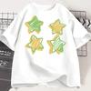 "Star" Print T Shirt  Crew Neck Comfortable Short Sleeve Tshirt Summer Cute Pullover Girls Boy T-Shirt  Women Clothing Tops