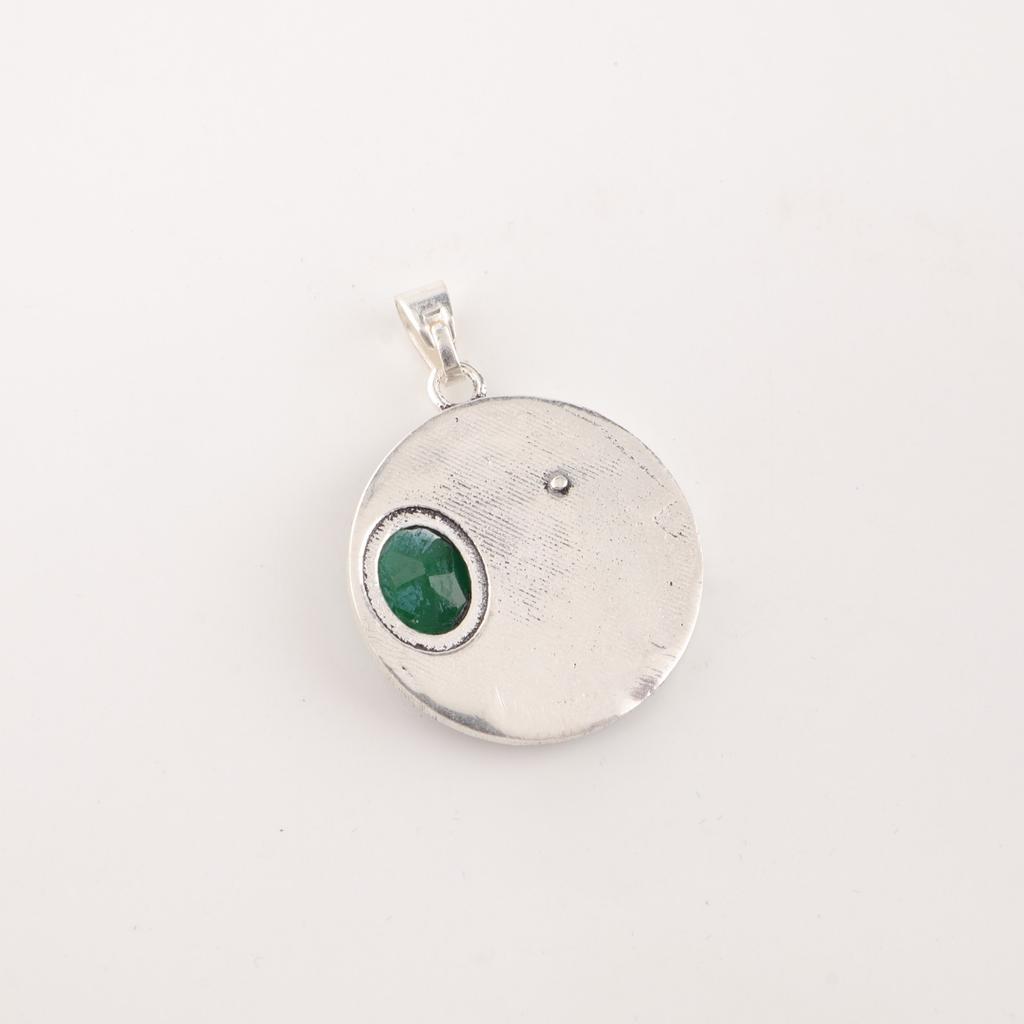 Natural Green Onyx Gemstone 925 Sterling Silver Jewelry Pendant 1.29'' For Her CP-39-19