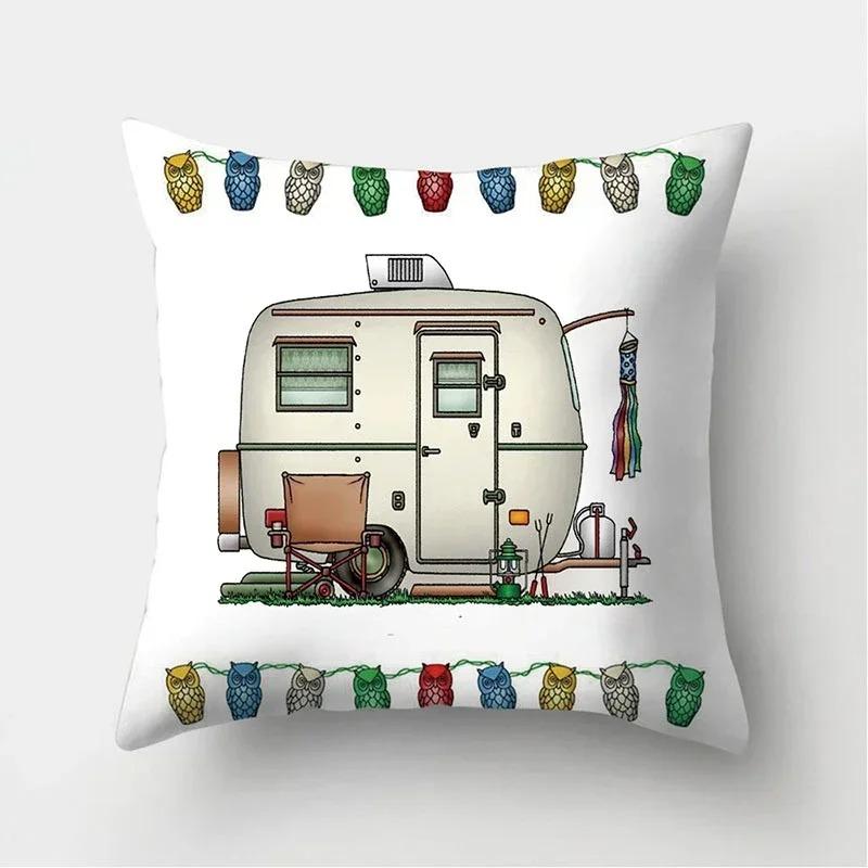 RV Pattern Home Decoration Living Room Decorative Pillowcases Decorative Pillowcases Cushion Covers Sofa Pillows