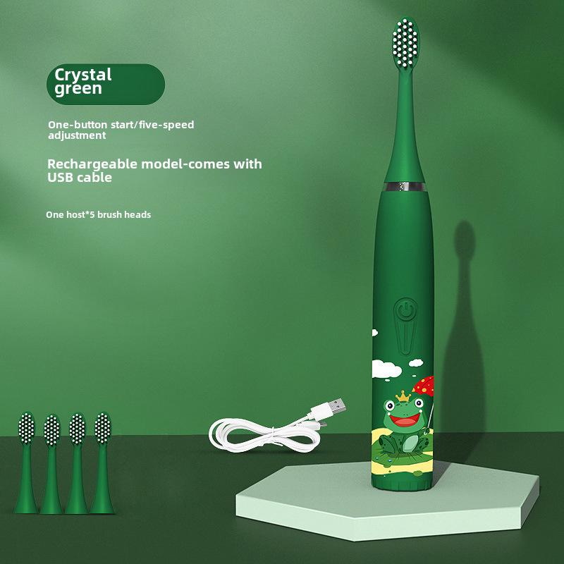 Waterproof Ultrasonic Kids' Electric Toothbrush - Cute Cartoon Design, Soft Bristles, IP7 Rated, Perfect Gift