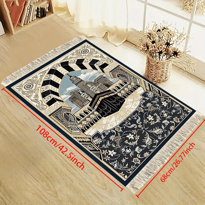 VIKAMA Muslim Prayer Carpet Travel Foldable Portable Tassel Prayer Carpet Non-Slip Muslim Prayer Mat Home Decoration