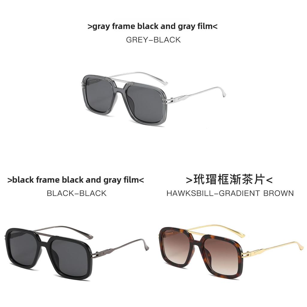 Retro Double Beam Square Glasses Men Outdoor Uv400 Sunblock For Driving And Sports