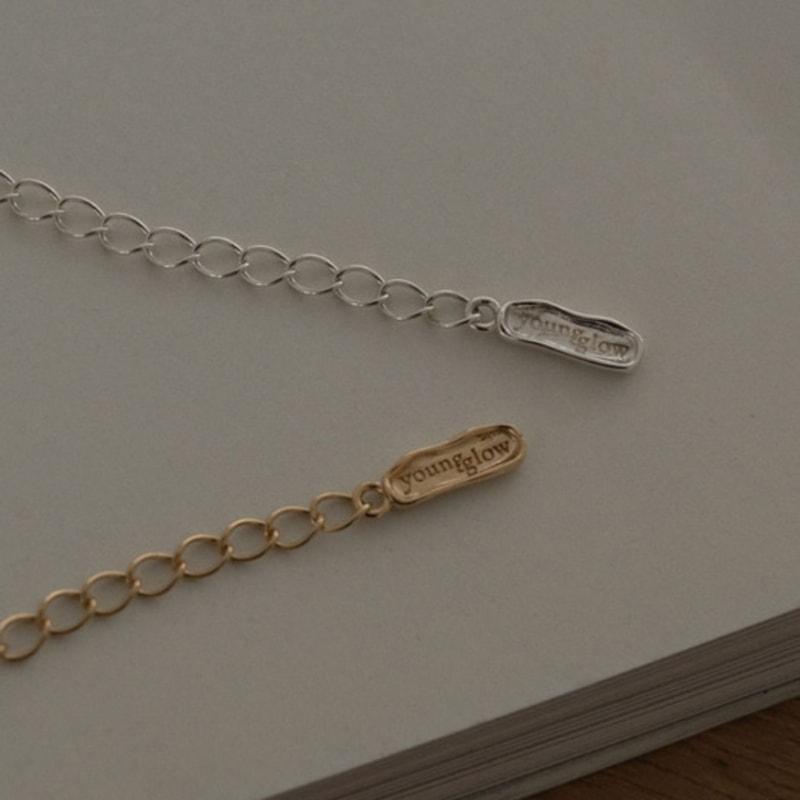 Youngglow Silver925 Flat Sparkle Pendant Necklace (2color)