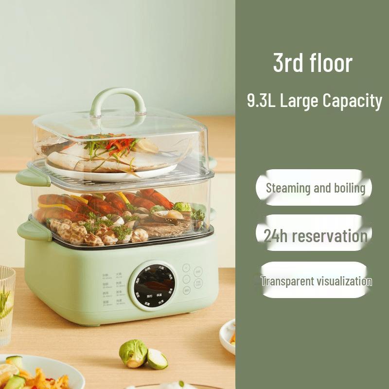 ZISIZ Smart Control 3-Layer Electric Egg Cooker & Steamer