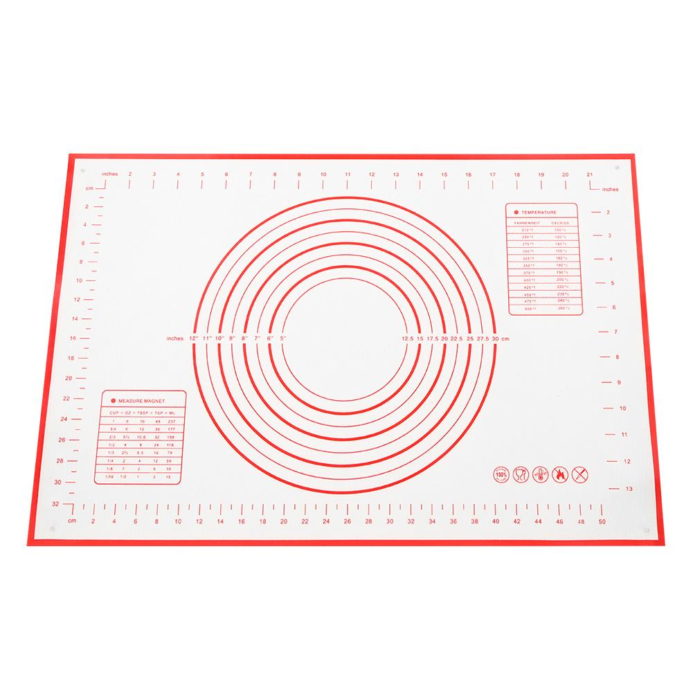 Kitchen Baking Tools Non-Stick Silicone Rolling Kneading Dough Mat with Scales for Home Use(Red