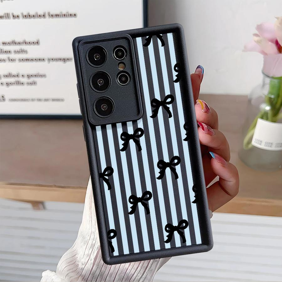Case for Samsung Galaxy S26 Ultra S24 Plus S25 S25 Edge S22 S23 FE S21 S20FE S24Ultra Phone Cover Fashion Striped Bow