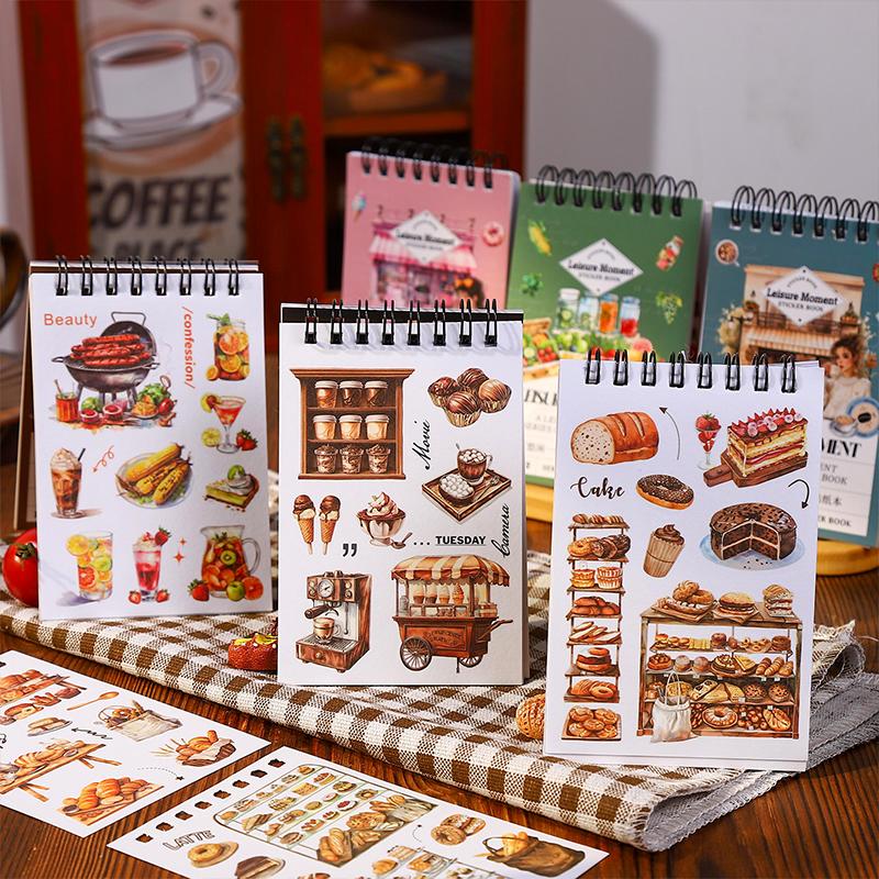18 Sheets/book Vintage Lifestyle Dual-Material Coil Sticker Book Hand Account Backgrounds Stickers Greeting Card DIY Decorative