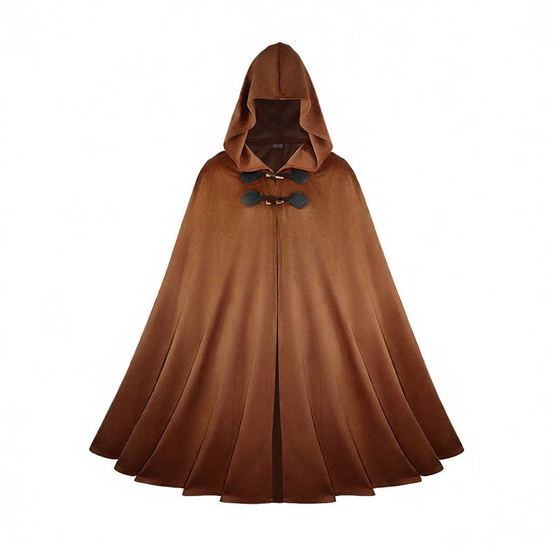 

Medieval Suede Cape Halloween Retro Cloak Battle Warrior Role-Playing Cosplay Costume Coffee Color M