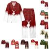 Dames Kerst Print Lange Mouwen Set met Broek, Gezellige Casual Pyjama Slaapkleding