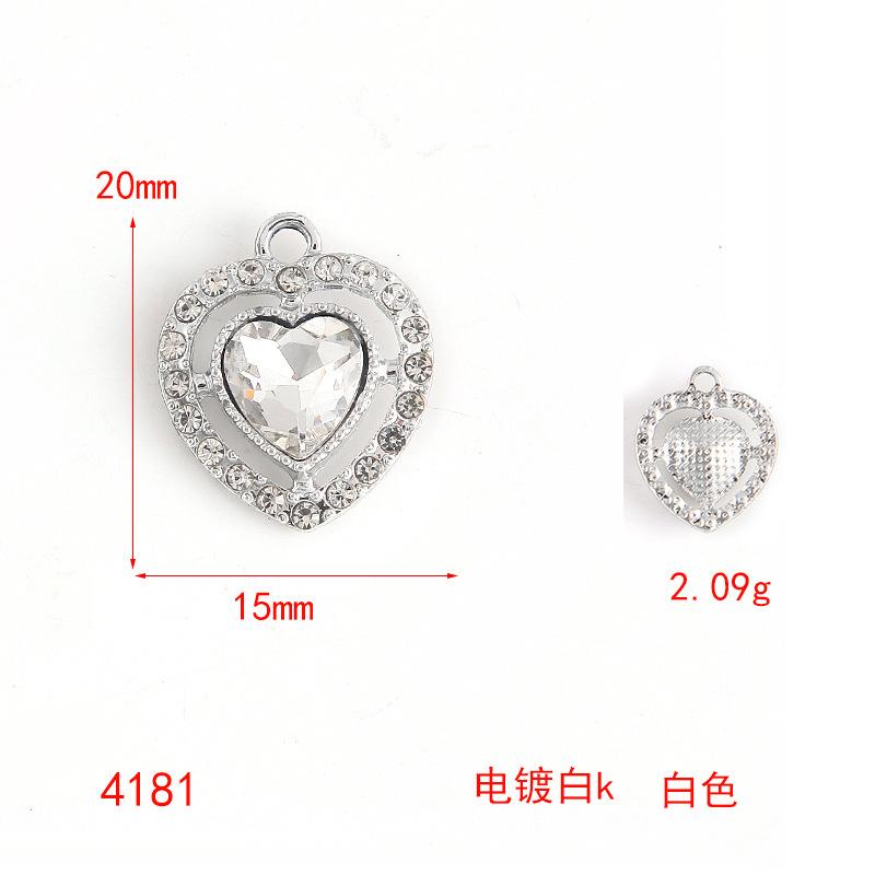 Color Transparent Rhinestone Diy Alloy Jewelry Accessories Diamond-Set Heart Bracelet Necklace Pendant Love Pendant