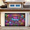 1 piece of 2D flat surface, colorful neon birthday celebration backdrop fabric, polyester fiber, party banner decoration