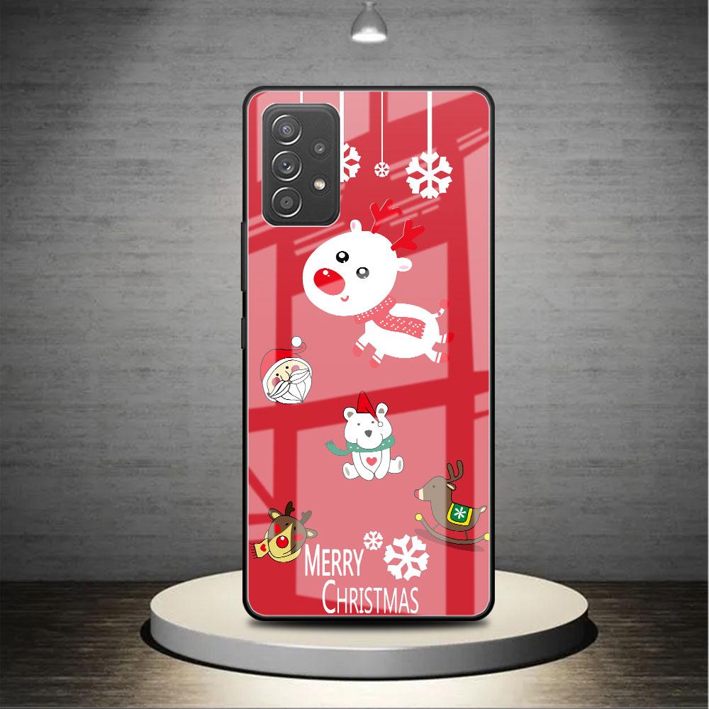 

Стеклянный чехол для Samsung Galaxy A52 A71 A50 A51 A70 A21s A31 A72 A10 A12 A30 A22 5G чехол для телефона Снеговик Рождество Samsung A03