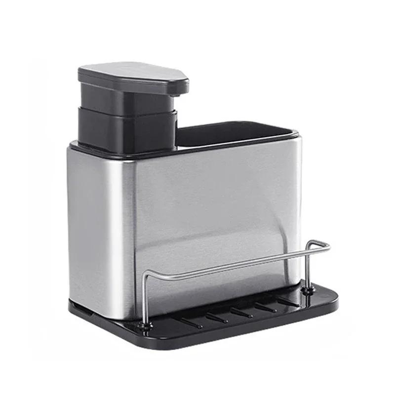 

3-in-1 Kitchen Soap Dispenser Stainless Steel Cutlery Holder Spoon Storage Kitchen Organizer Drainer Dish Drying Rack