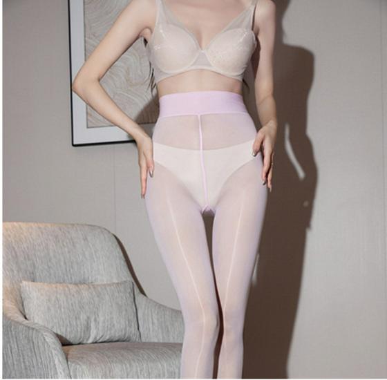 Women's Shiny Black Silk Pantyhose with Detachable Crotch, Horse Oil-infused for Slimming and Beautiful Legs
