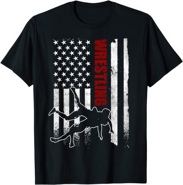 Retro American Wrestling US Flag Patriotic Sport T-Shirt M