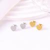 18K Heart-Shaped Stainless Steel Stud Earrings - Luxury Peach Heart Design