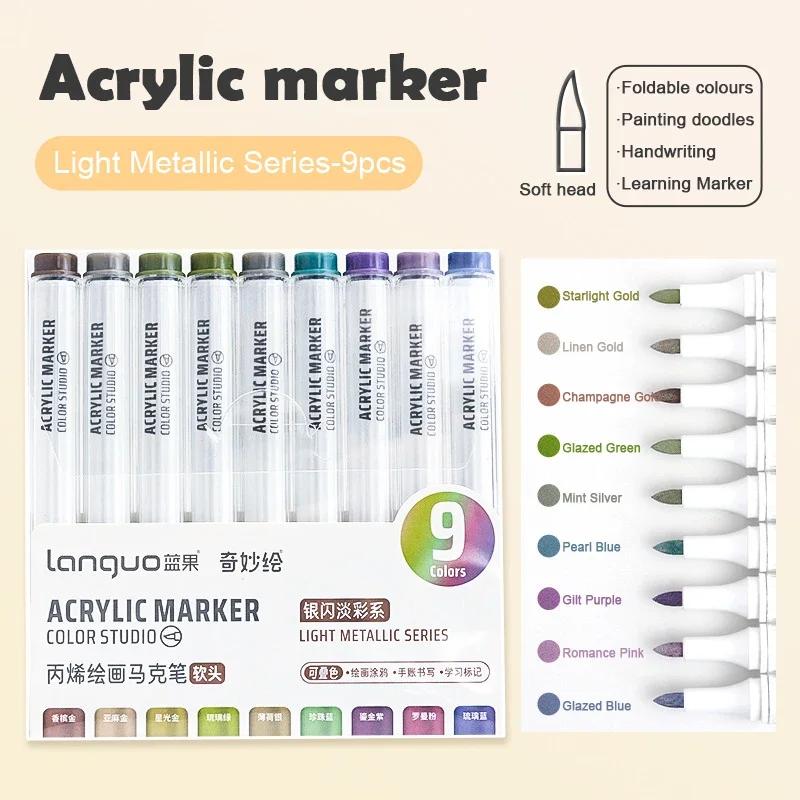 Acrylic Paint Marker Set Languo 144 Colors Art Markers Painting Drawing Pen Graffiti for Stone Disc Card Shoe Glass Art Supplies