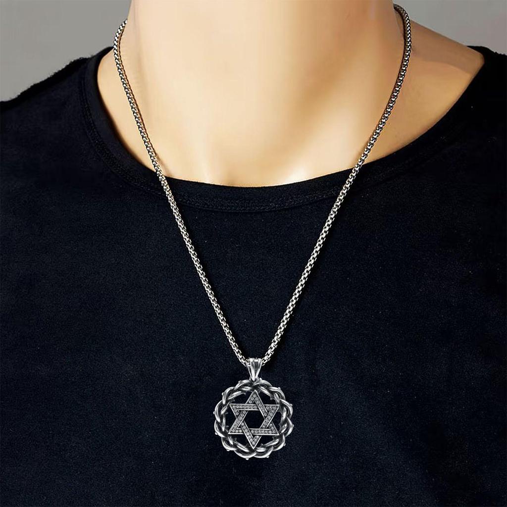 Xiwier Trendy Hexagram Pendant Necklace - Unique Dark Design