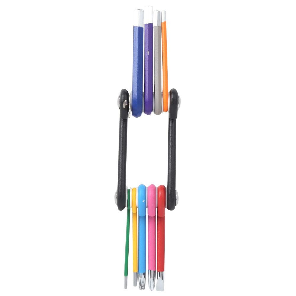 9 in 1 Multi Function Mini Repair Tool Set Bike Repair Hex Slot Cross Star Wrench Kit(9pcs )