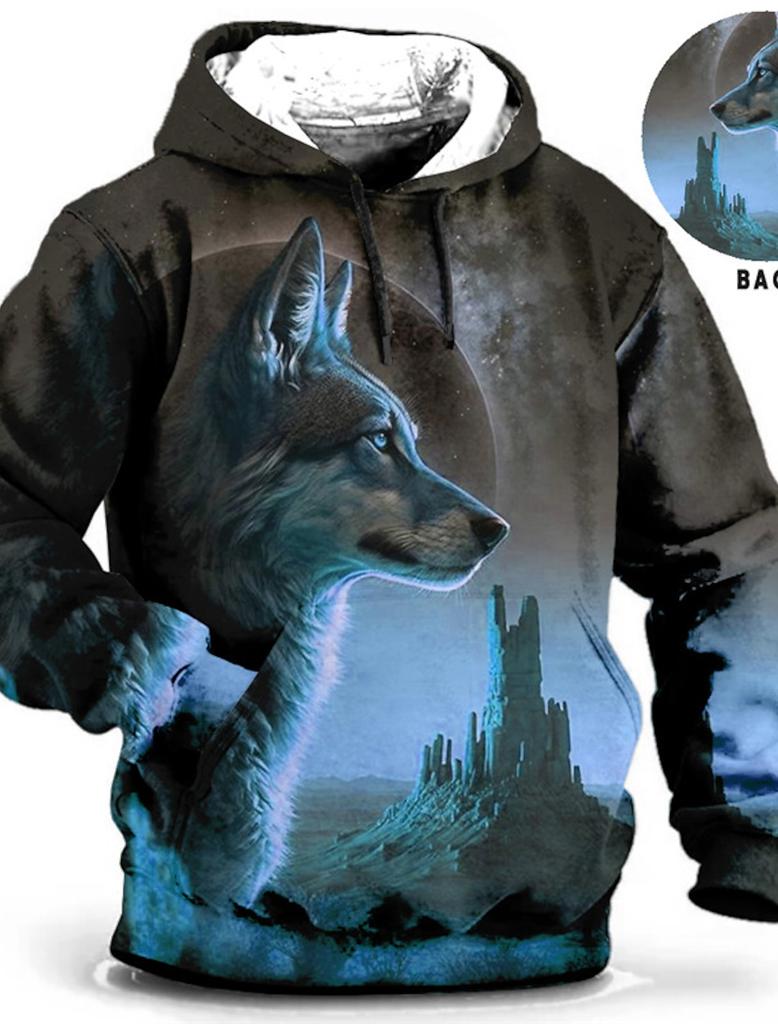 Men's Unisex Hoodie Fashion Pullover Hoodie Sweatshirt Hooded Animal Wolf Lion Dragon Tiger Print Daily 3D Print Casual Hoodies