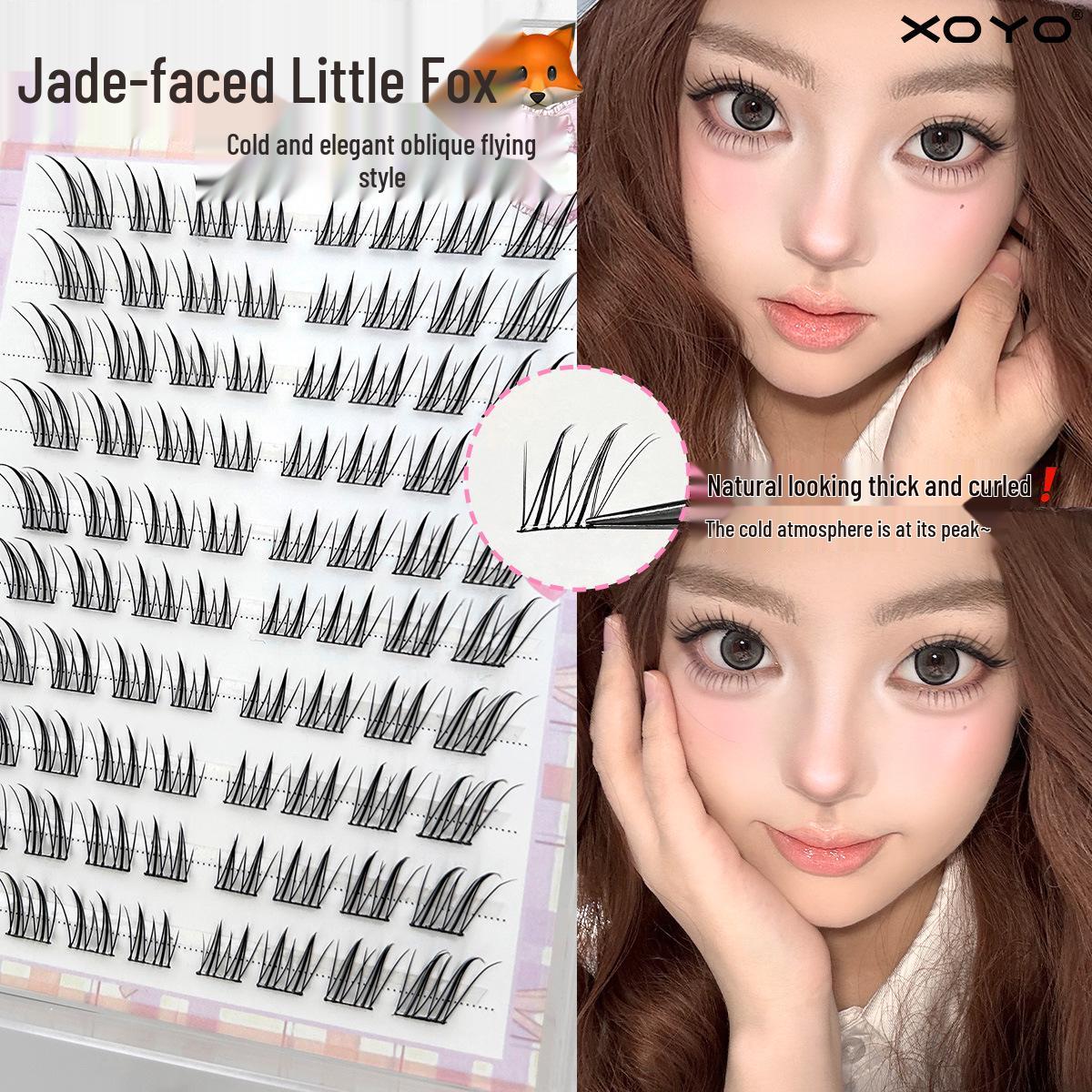 

Не содержащие клея пучки накладных ресниц Jade Fox для лица - Натуральный наклонный стиль «Летучая лисица»