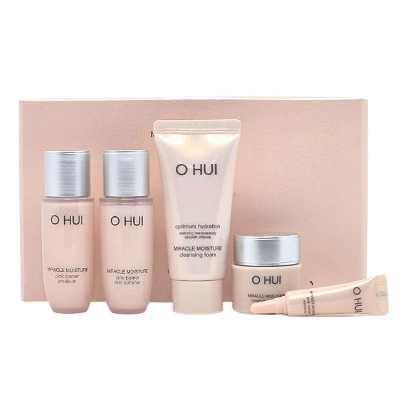 

OHUI Miracle Moisture Miniature 5-Piece Skincare Kit Skin Softener 20ml+Emulsion 20ml+Essence 4ml+Cream 7ml+Cleansing Foam 25ml Travel Size Set Miniature 5-Piece Kit