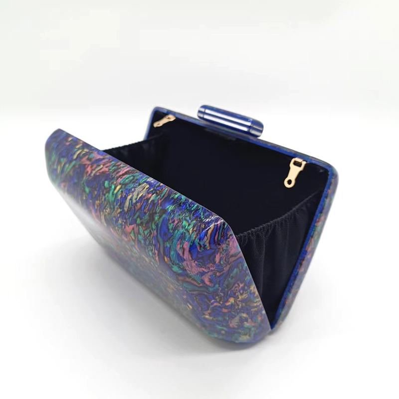 Women's Handbag Luxury Acrylic Evening Bags Navy Blue Vintage Colorful Sequins Clutch Purse Party Prom Casual Shoulder Crossbody