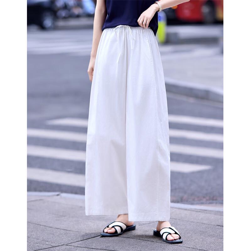 

Shangjing Women s 2025 Summer Cotton Loose Wide-Leg Casual Pants M