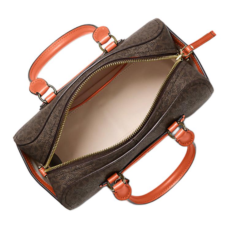 Michael Kors Jet Set Travel Logo Print Coated Canvas Mini Shoulder Tote Bag Women handbags Dark-Brown Orange 32S6GTVC0Y-MIMOSA
