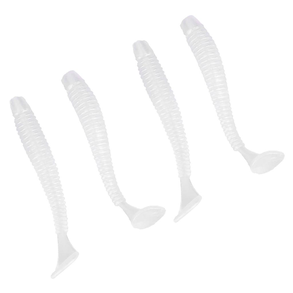 50PCS 5cm Soft Plastic Fishing Lures T tail Grub Worm Baits Fish Tackle Accessory Pearl White