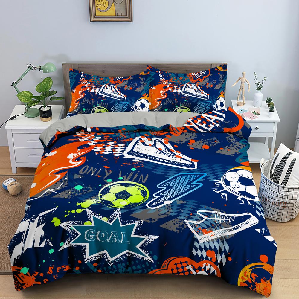 Colored Football Soccer Bedding Set Boys Girls Twin Queen Size Duvet Cover Pillowcase Bed Kids Adult Fashion Home Textileextile
