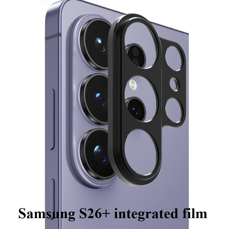 Custom Fit Samsung S26 Lens Shield Hollow Metal Frame Camera Ring Film S26 Ultra Integrated Matte Lens Guard Anti-Scratch Camera