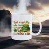 St.Patrick's Day Themed Mugs Green Pattern Coffee Mug 11 Oz Water Cups Four-leaf Design Breakfast Cup Cozy Gift for Family Tea