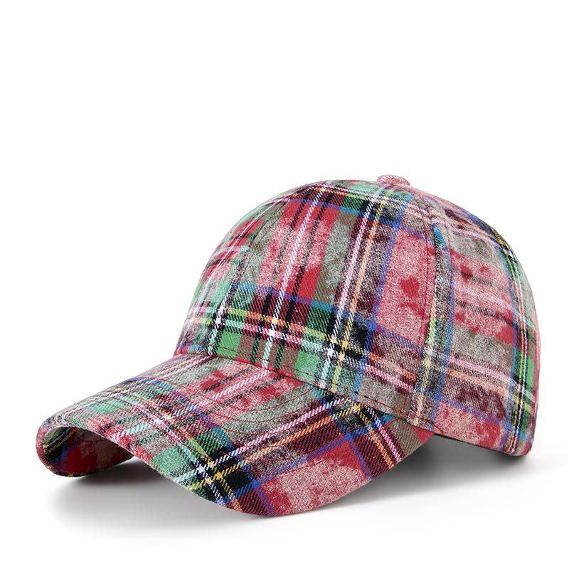 Autumn and Winter Hard Top Plaid Retro Baseball Cap Women's Street Classic Old Face Small Sunshade Cap Trend