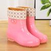 Non-slip short rubber shoes rain shoes women's summer rubber boots jelly waterproof shoes transparent medium tube plastic laundry overshoes