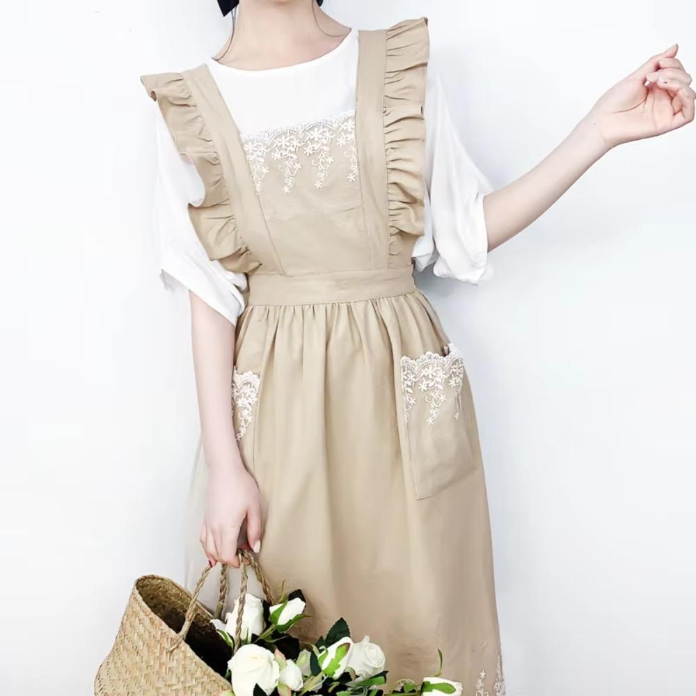 Vintage Princess Apron Fashion Gardening Apron Durable Dress Apron  Cafe