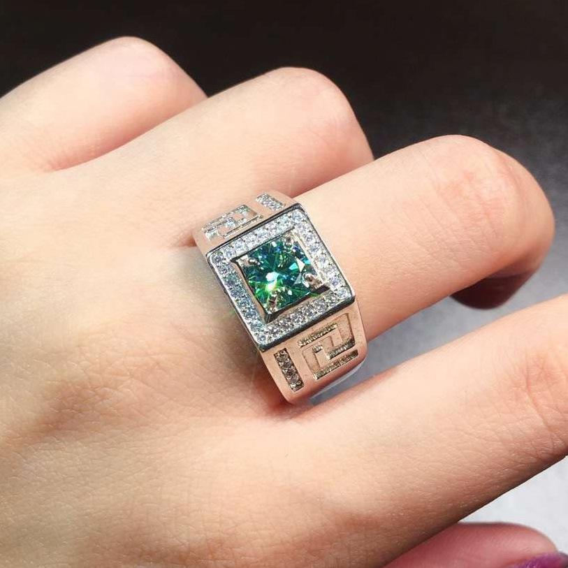 5 Carat Diamond Style Ring Hearts and Arrows PT950 Color Moissanite Open Size Ring for Men and Women 925 Silver Jewelry