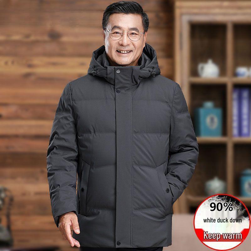 

Men s Down Jacket for Middle-Aged and Elderly – Thickened Winter Coat in Dad Style, Plus Size, Short and Warm. XL (for 125-140 jin)