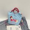Korean Embroidered Dachshund Cartoon Women's Fashion Handbag - Versatile Color Block Shoulder and Crossbody Bag