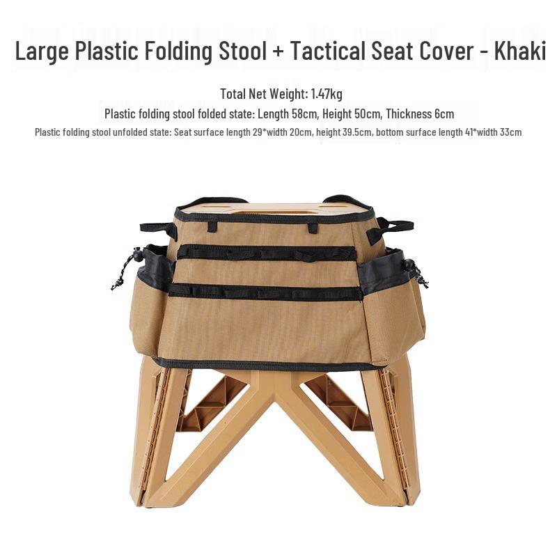 Compact Outdoor Folding Chair with Bucket Holder - Portable Stool for Camping, Fishing, and Queuing