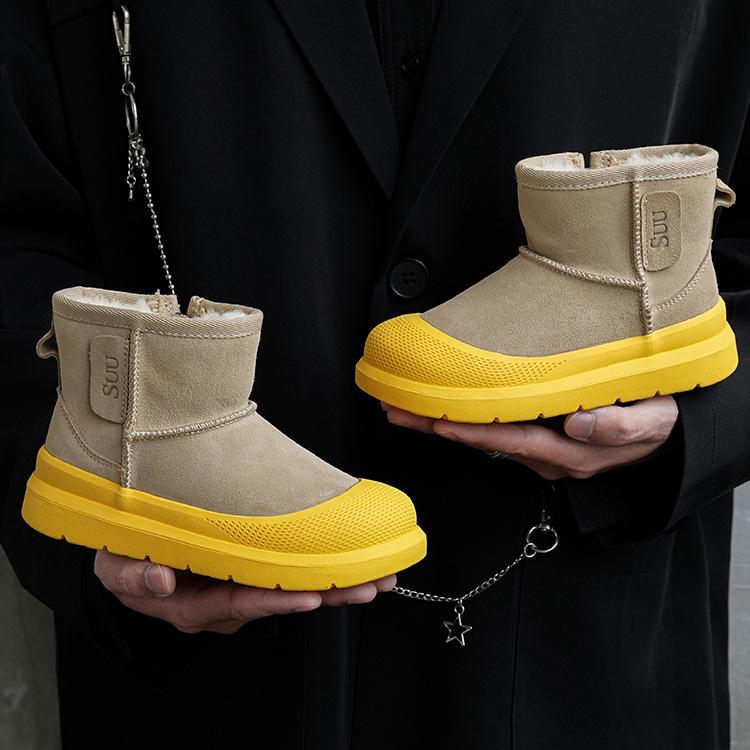 Children s Genuine Leather Snow Boots - New Style, Warm, Non-slip, Waterproof, Velvet Lined for Boys and Girls. 26